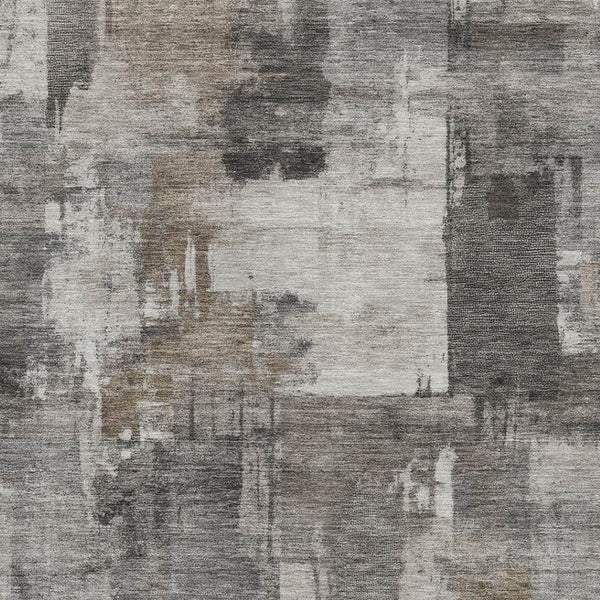 HomeRoots 10' X 14' Pewter & Gray Abstract Washable Area Rug - Durable, UV Protected, Kid & Pet Friendly! 717050