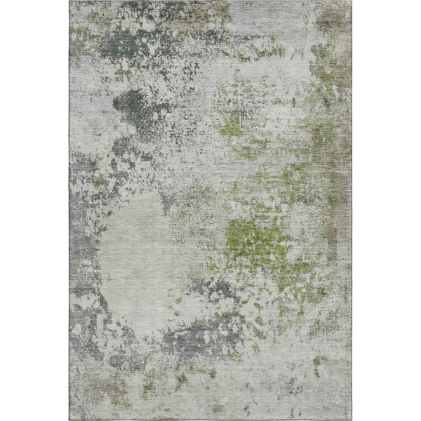 HomeRoots 8' Washable Linen and Gray Abstract Round Rug with UV Protection, Stain Resistance & Non-Slip Backing 717059