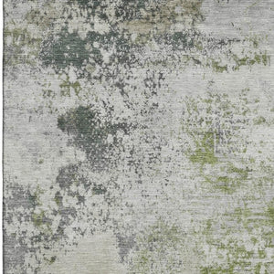 HomeRoots 8' Washable Linen and Gray Abstract Round Rug with UV Protection, Stain Resistance & Non-Slip Backing 717059