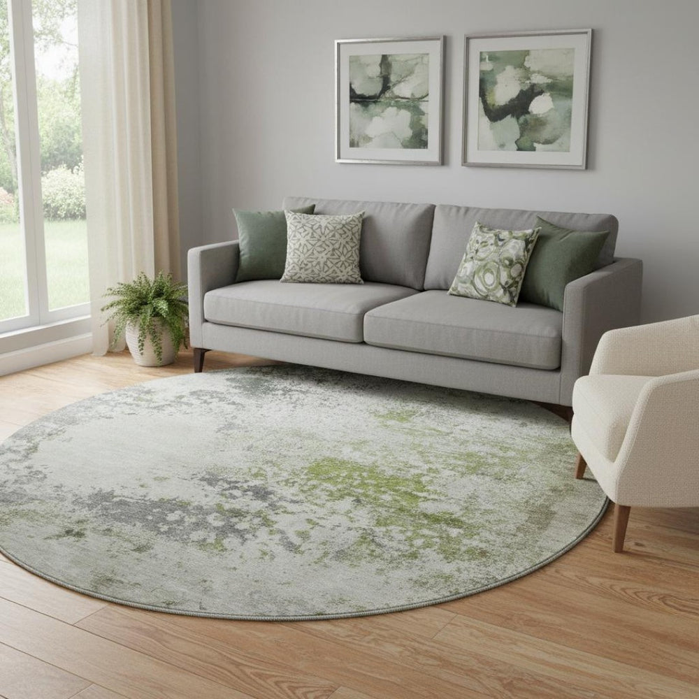 HomeRoots 8' X 10' Stylish Linen & Gray Abstract Washable Area Rug - UV Protected, Stain-Resistant, Durable Design 717060