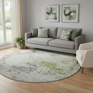 HomeRoots 8' X 10' Stylish Linen & Gray Abstract Washable Area Rug - UV Protected, Stain-Resistant, Durable Design 717060