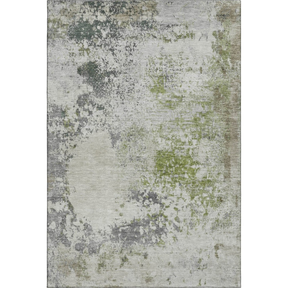 HomeRoots 9' X 12' Stylish Linen & Gray Abstract Area Rug - Washable, UV Protected & Perfect for High-Traffic Areas 717061