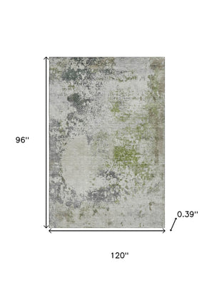 HomeRoots 9' X 12' Stylish Linen & Gray Abstract Area Rug - Washable, UV Protected & Perfect for High-Traffic Areas 717061