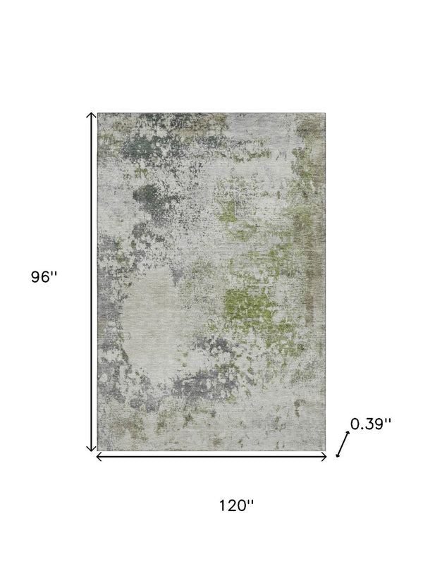 HomeRoots 9' X 12' Stylish Linen & Gray Abstract Area Rug - Washable, UV Protected & Perfect for High-Traffic Areas 717061