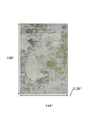 HomeRoots 10' X 14' Stylish Linen and Gray Abstract Area Rug - Washable, UV Protected, Ideal for Family Living 717062