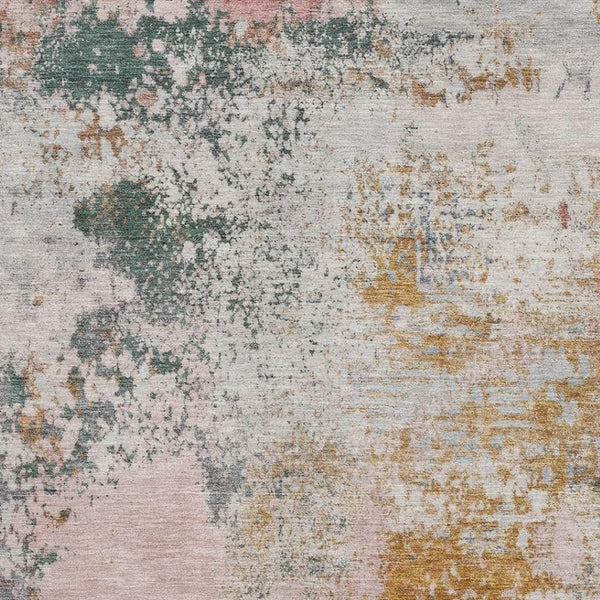 HomeRoots 5' X 8' Pink and Copper Abstract Area Rug - Washable, UV Protected, Non-Slip, Perfect for Any Room! 717064