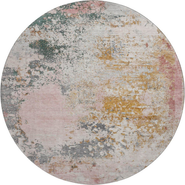 HomeRoots 8' X 10' Washable Pink and Copper Abstract Area Rug with UV Protection for Modern Homes and Families 717066