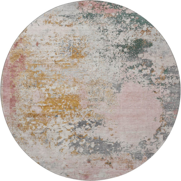 HomeRoots 8' X 10' Washable Pink and Copper Abstract Area Rug with UV Protection for Modern Homes and Families 717066