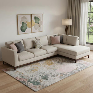 HomeRoots 10' X 14' Pink and Copper Abstract Area Rug - Machine Washable, UV Protected, Stain Resistant Design 717068