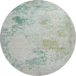 HomeRoots 8' X 10' Abstract Light Taupe & Teal Area Rug - Washable, Stain Resistant & UV Protected for Modern Homes 717072