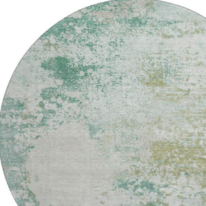 HomeRoots 8' X 10' Abstract Light Taupe & Teal Area Rug - Washable, Stain Resistant & UV Protected for Modern Homes 717072