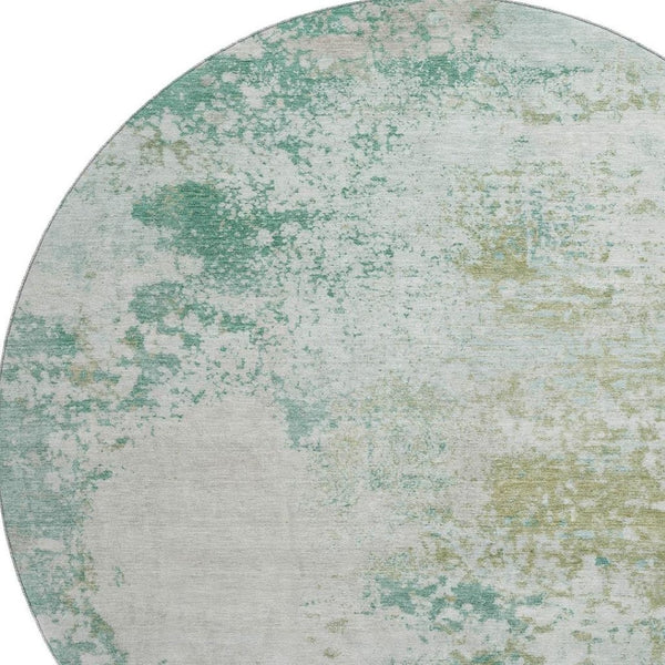 HomeRoots 8' X 10' Abstract Light Taupe & Teal Area Rug - Washable, Stain Resistant & UV Protected for Modern Homes 717072