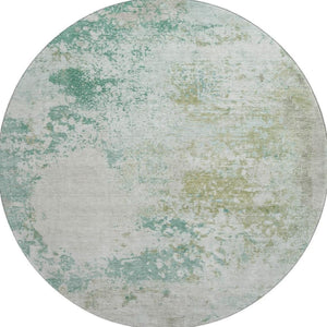 HomeRoots 8' X 10' Abstract Light Taupe & Teal Area Rug - Washable, Stain Resistant & UV Protected for Modern Homes 717072