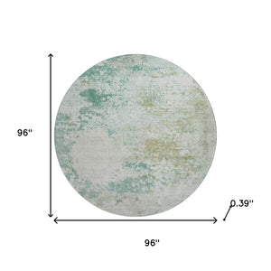 HomeRoots 8' X 10' Abstract Light Taupe & Teal Area Rug - Washable, Stain Resistant & UV Protected for Modern Homes 717072
