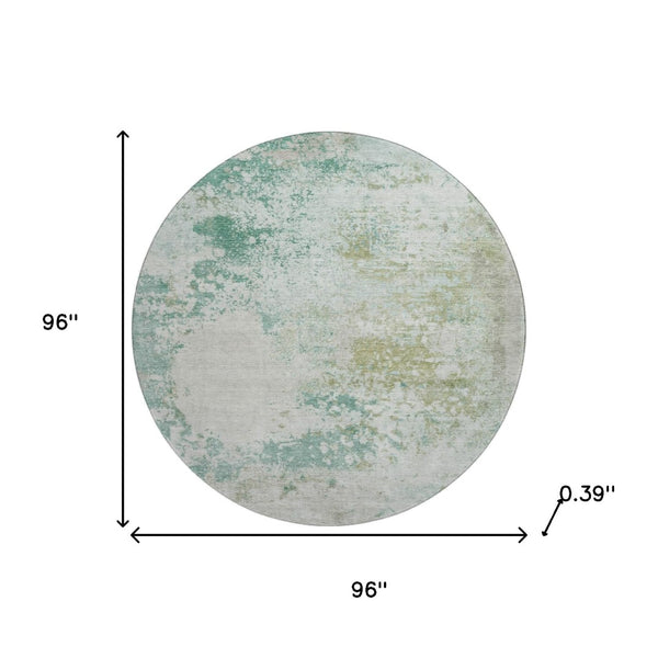 HomeRoots 8' X 10' Abstract Light Taupe & Teal Area Rug - Washable, Stain Resistant & UV Protected for Modern Homes 717072
