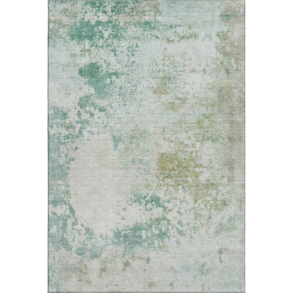 HomeRoots 10' X 14' Light Taupe & Teal Abstract Washable Area Rug - UV Protection for Modern Homes & Pets! 717074