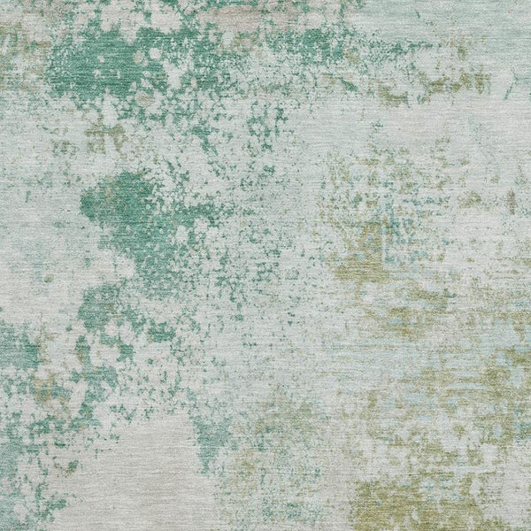 HomeRoots 10' X 14' Light Taupe & Teal Abstract Washable Area Rug - UV Protection for Modern Homes & Pets! 717074
