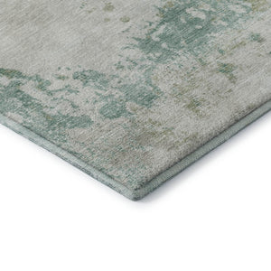 HomeRoots 10' X 14' Light Taupe & Teal Abstract Washable Area Rug - UV Protection for Modern Homes & Pets! 717074