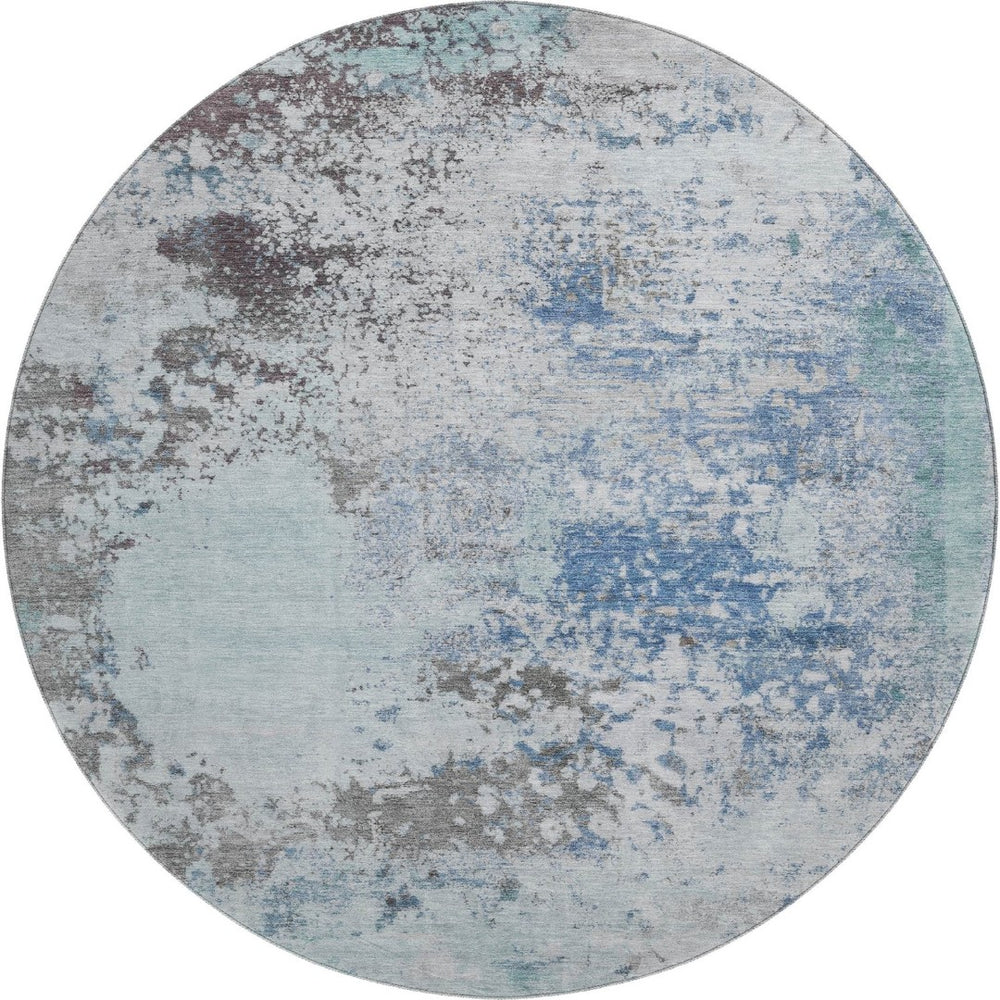 HomeRoots 8' X 10' Turquoise and Gray Abstract Area Rug - Washable, UV Protected, Perfect for Busy Homes! 717078