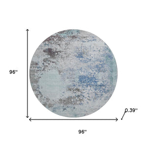 HomeRoots 8' X 10' Turquoise and Gray Abstract Area Rug - Washable, UV Protected, Perfect for Busy Homes! 717078