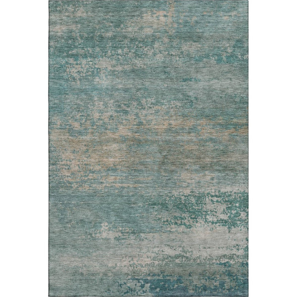 HomeRoots 5' X 8' Aqua & Beige Abstract Area Rug - Washable, UV-Protected, Non-Slip & Family-Friendly Design! 717082