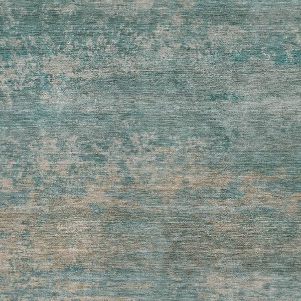 HomeRoots 8' Aqua and Beige Abstract Round Rug – Washable, UV-Protected, Non-Slip, Perfect for High Traffic Areas 717083