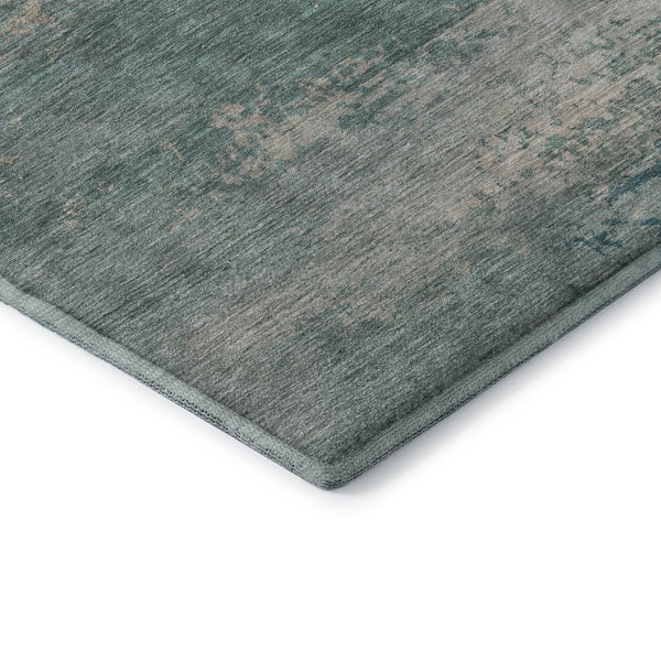 HomeRoots 8' X 10' Aqua & Beige Abstract Area Rug - Washable, UV-Protected, Kid & Pet-Friendly for Modern Homes 717084