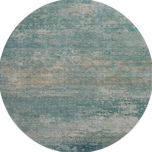 HomeRoots 8' X 10' Aqua & Beige Abstract Area Rug - Washable, UV-Protected, Kid & Pet-Friendly for Modern Homes 717084