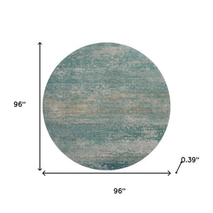 HomeRoots 8' X 10' Aqua & Beige Abstract Area Rug - Washable, UV-Protected, Kid & Pet-Friendly for Modern Homes 717084