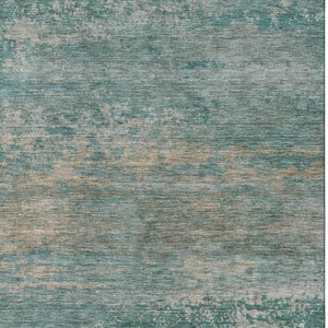 HomeRoots 9' X 12' Aqua & Beige Abstract Area Rug - Washable, Stain Resistant, UV Protected for Easy Care 717085