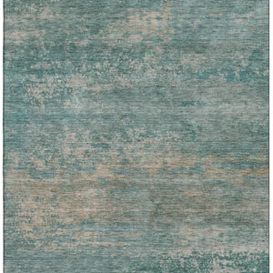 HomeRoots 9' X 12' Aqua & Beige Abstract Area Rug - Washable, Stain Resistant, UV Protected for Easy Care 717085