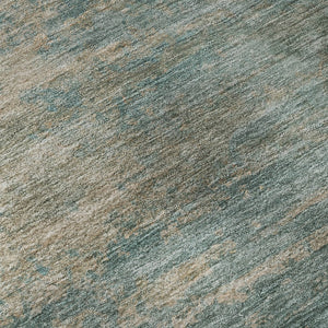 HomeRoots 9' X 12' Aqua & Beige Abstract Area Rug - Washable, Stain Resistant, UV Protected for Easy Care 717085