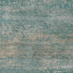 HomeRoots 10' Aqua and Beige Abstract Washable Area Rug - UV Protected, Stain Resistant, Perfect for Family Spaces 717086