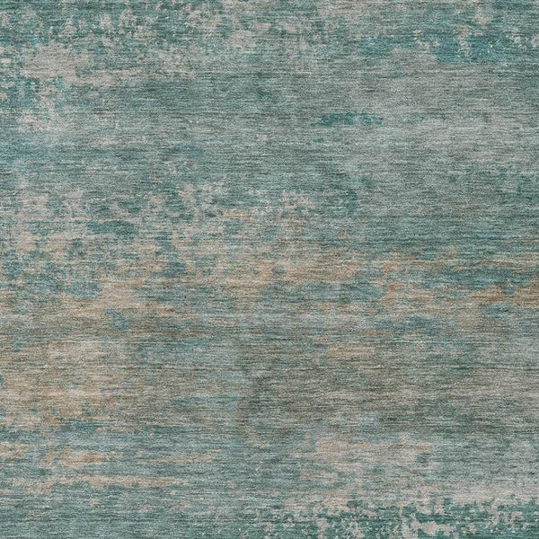 HomeRoots 10' Aqua and Beige Abstract Washable Area Rug - UV Protected, Stain Resistant, Perfect for Family Spaces 717086