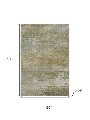 HomeRoots 8' Beige and Copper Abstract Washable Round Rug - UV Protected, Stain Resistant, Modern Home Essential 717089