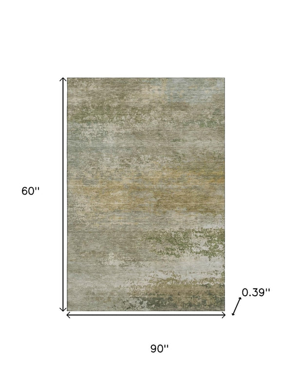 HomeRoots 8' Beige and Copper Abstract Washable Round Rug - UV Protected, Stain Resistant, Modern Home Essential 717089