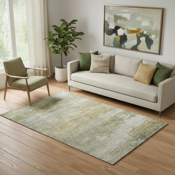 HomeRoots 8' Beige and Copper Abstract Washable Round Rug - UV Protected, Stain Resistant, Modern Home Essential 717089