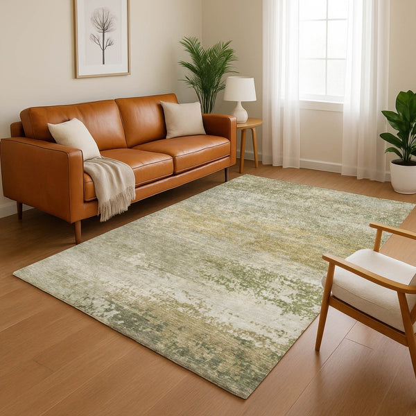 HomeRoots 9' X 12' Beige & Copper Abstract Washable Area Rug – Stylish, Durable, UV Protected for Modern Homes 717091