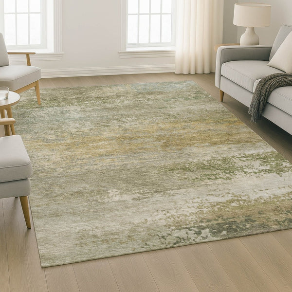 HomeRoots 9' X 12' Beige & Copper Abstract Washable Area Rug – Stylish, Durable, UV Protected for Modern Homes 717091