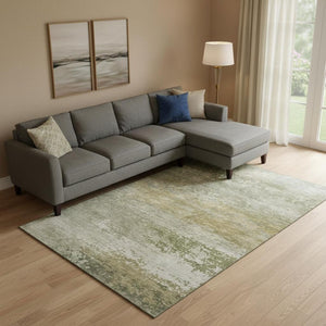 HomeRoots 9' X 12' Beige & Copper Abstract Washable Area Rug – Stylish, Durable, UV Protected for Modern Homes 717091