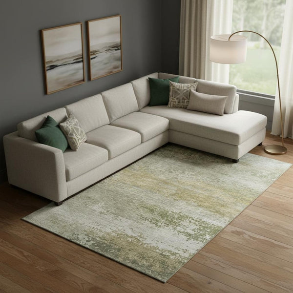 HomeRoots 10' Beige & Copper Abstract Washable Area Rug - Durable, UV Protected, Perfect for Homes with Kids & Pets 717092