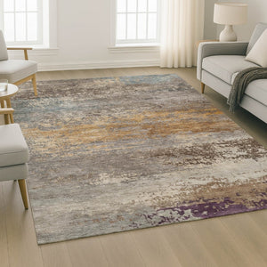 HomeRoots 5' X 8' Abstract Brown and Gray Washable Area Rug - Durable, Stain-Resistant, UV Protected Design! 717094