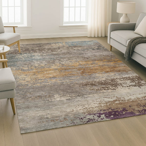 HomeRoots 5' X 8' Abstract Brown and Gray Washable Area Rug - Durable, Stain-Resistant, UV Protected Design! 717094