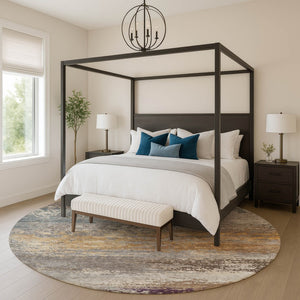 HomeRoots 8' X 10' Brown and Gray Abstract Washable Area Rug – UV Protected, Stain-Resistant, Perfect for Homes! 717096