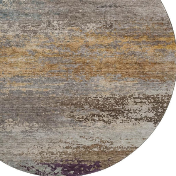 HomeRoots 8' X 10' Brown and Gray Abstract Washable Area Rug – UV Protected, Stain-Resistant, Perfect for Homes! 717096