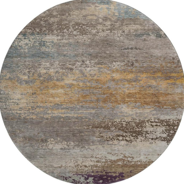 HomeRoots 8' X 10' Brown and Gray Abstract Washable Area Rug – UV Protected, Stain-Resistant, Perfect for Homes! 717096
