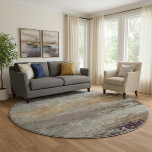 HomeRoots 8' X 10' Brown and Gray Abstract Washable Area Rug – UV Protected, Stain-Resistant, Perfect for Homes! 717096