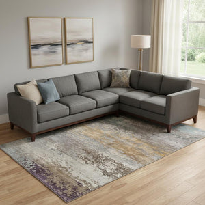 HomeRoots 10' X 14' Brown and Gray Abstract Washable Area Rug - Durable, Stylish, UV-Protected, Easy Care! 717098