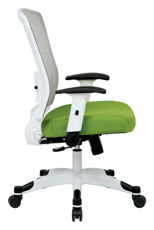 OSP Home Furnishings White Mesh Ergonomic Manager Office Chair with Lumbar Support and Synchro Tilt Control Green 317W-W1C1F2W-6