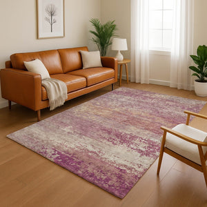 HomeRoots 10' X 14' Merlot and Beige Abstract Area Rug – Washable, UV-Protected, Stylish & Durable for Homes 717104